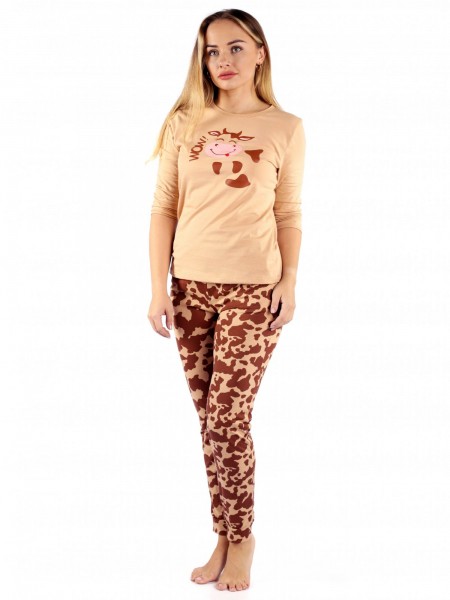 Костюм женский кулирка с брюками Вау ореховый