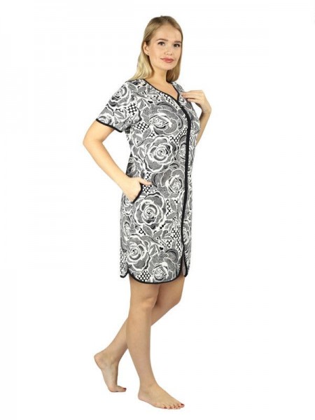 Халат женский кулирка на молнии Розалия