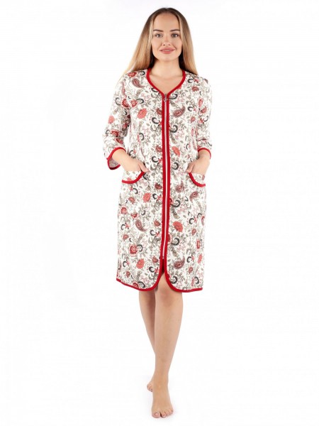 Халат женский капитоний на молнии Патриция красный