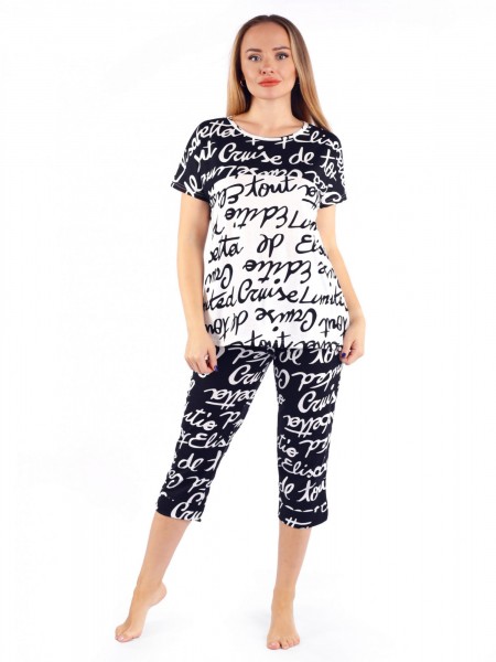 Костюм женский кулирка с бриджами Полночь