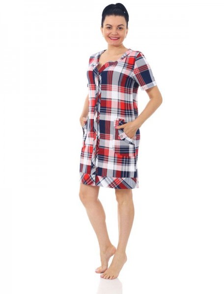 Халат женский кулирка на пуговицах Кантри серый