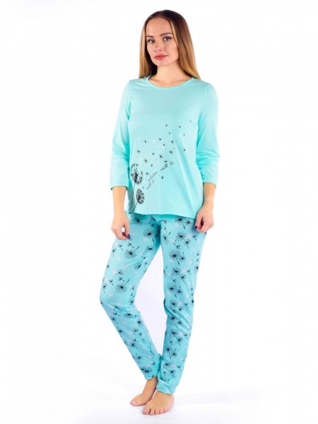 Костюм женский кулирка с брюками Одуванчик ментол