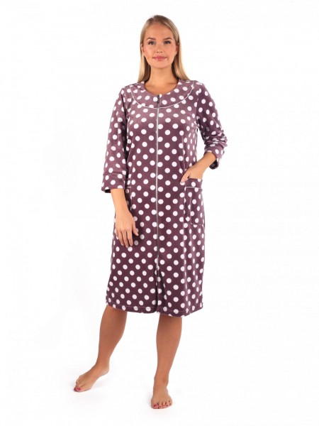 Халат женский велюр на молнии Очарование капучино