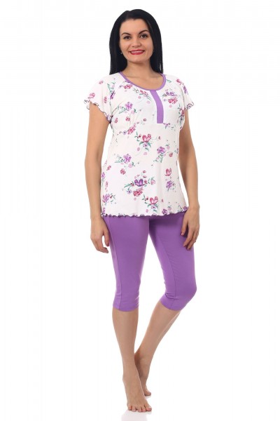 Пижама женская вискоза с бриджами Кристи лила