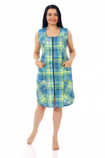 Халат женский кулирка на молнии Александра зелень