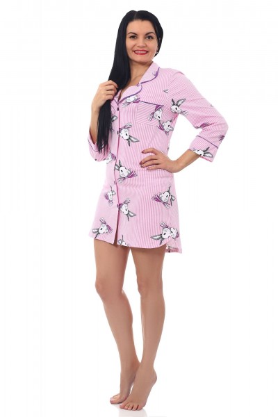 Халат женский кулирка на пуговицах Ричи розовый