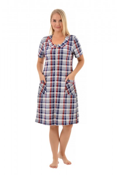 Халат женский кулирка на молнии Илона голубой