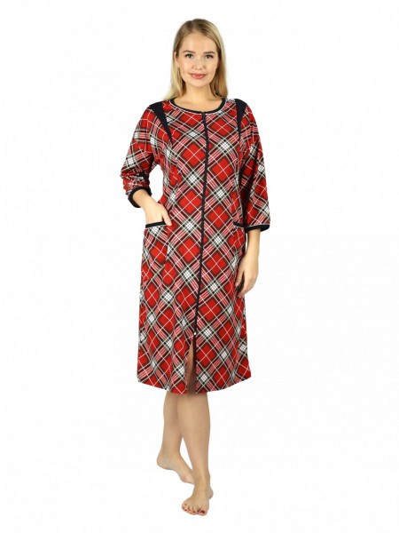 Халат женский кулирка на молнии Алтея красный 1