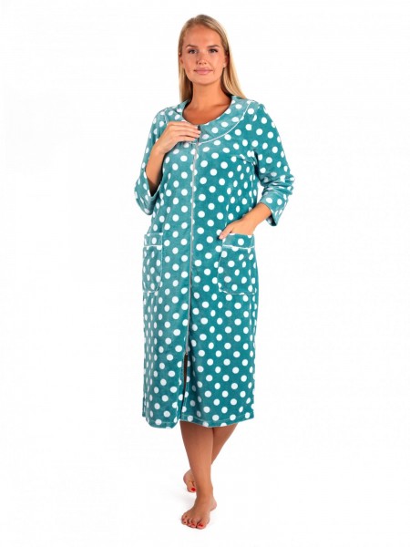 Халат женский велюр на молнии Очарование аквамарин