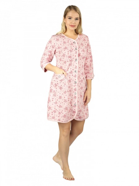 Халат женский капитоний на пуговицах Дороти розовый
