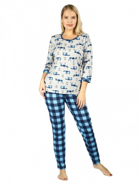 Костюм женский кулирка с брюками Север голубой