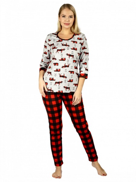 Костюм женский кулирка с брюками Север красный