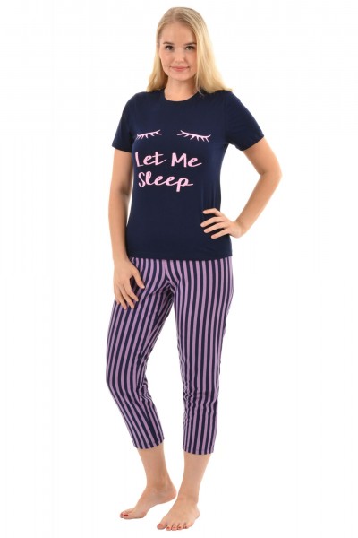 Костюм женский кулирка с брюками Реснички полоса