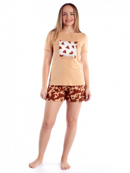 Костюм женский кулирка с шортами Вау-2 ореховый