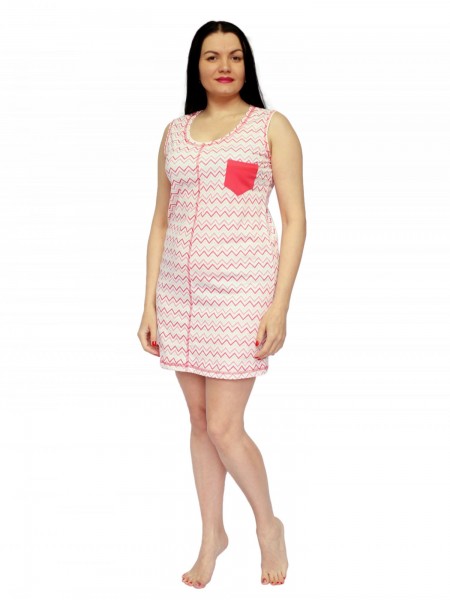 Ночная сорочка женская кулирка Зигзаг коралл