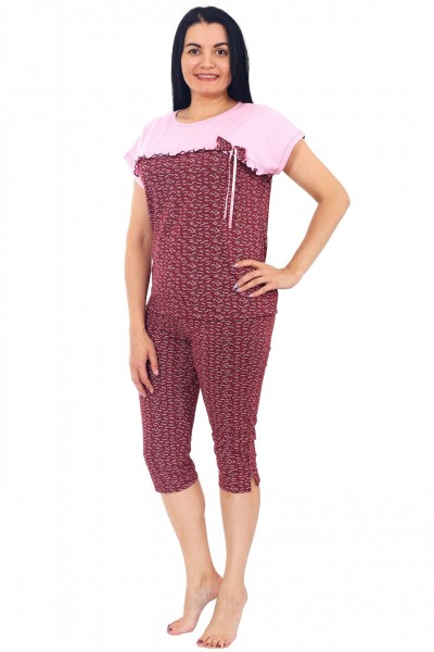 Костюм женский кулирка с бриджами Соня бордо