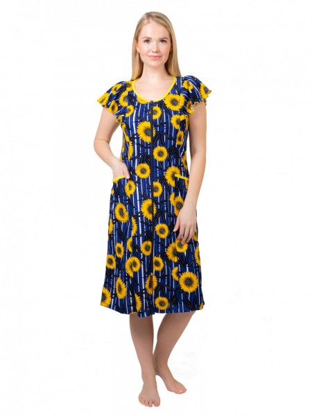 Халат женский кулирка на молнии Ярослава синий