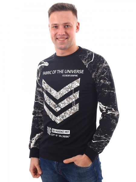 Толстовка мужская футер 2-х нитка Аризона черный мрамор