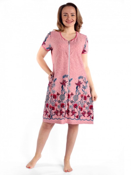 Халат женский кулирка на молнии Купон розовый