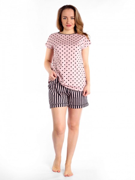 Костюм женский кулирка с шортами Элис дымчатая роза