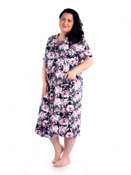 Халат женский кулирка Классика пион розовый