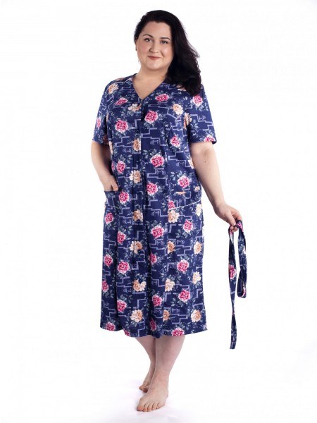 Халат женский кулирка Классика роза розовая 1