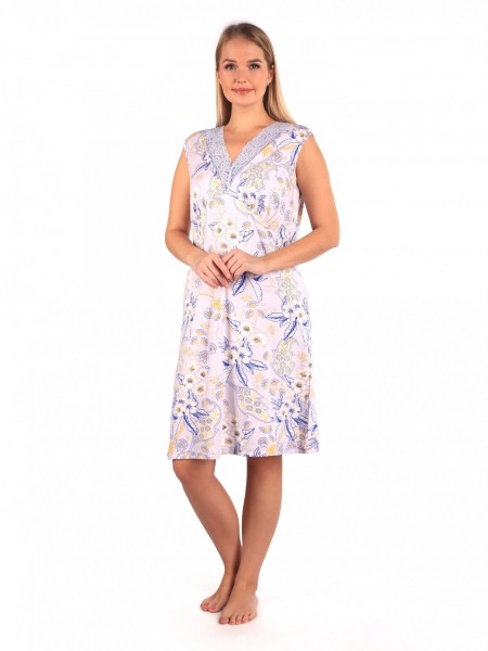Ночная сорочка женская вискоза Рафаэлла голубой цветок