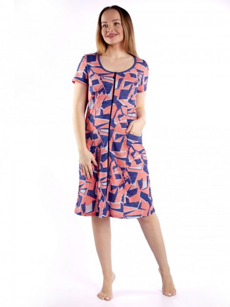 Халат женский кулирка на молнии Модерн коралл