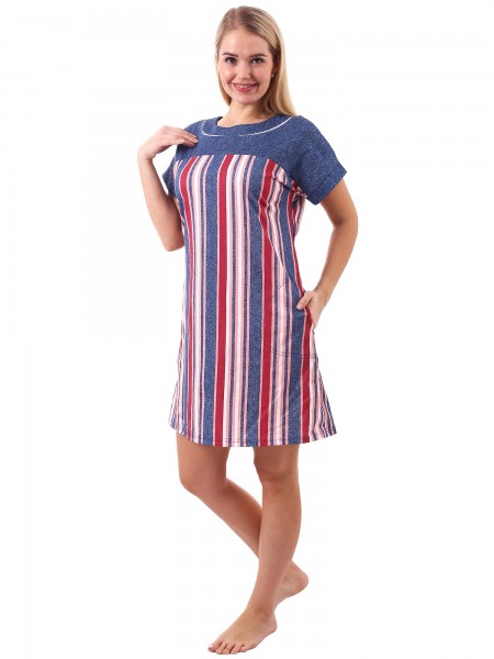 Туника женская кулирка Глория полоса розовая