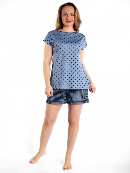 Костюм женский кулирка с шортами Элис лунный индиго