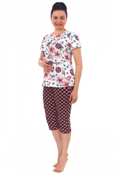 Костюм женский кулирка с бриджами Фаина бордо