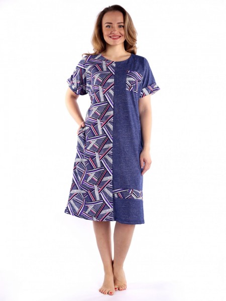 Платье женское кулирка Авангард геометрия розовая