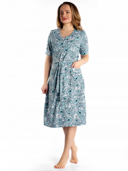 Халат женский кулирка на пуговицах Эрика аквамарин