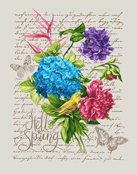 Полотенце вафельное рогожка Гортензия р.45*60