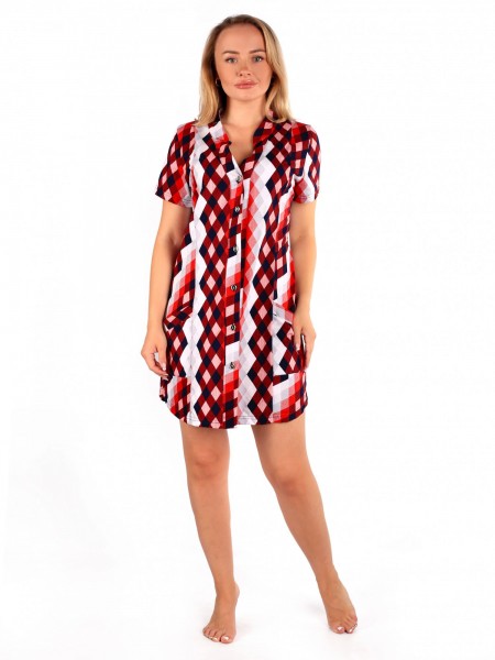 Туника женская кулирка Лотос красный ромб