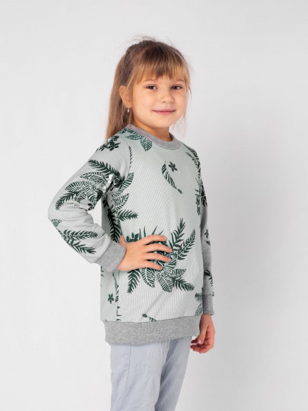 Толстовка детская футер начес Лукоморье изумруд