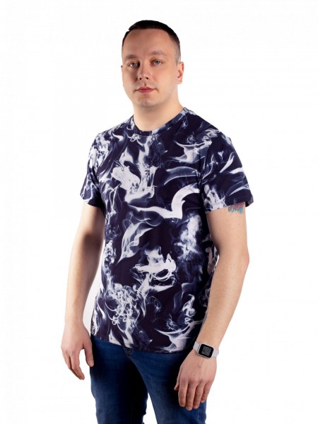 Футболка мужская кулирка пенье Дым синий