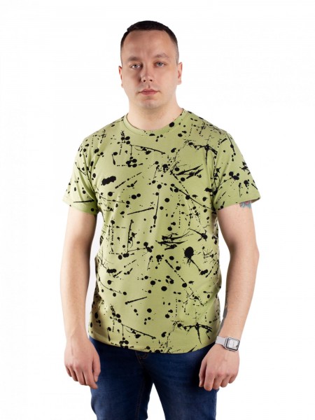 Футболка мужская кулирка пенье Брызги олива
