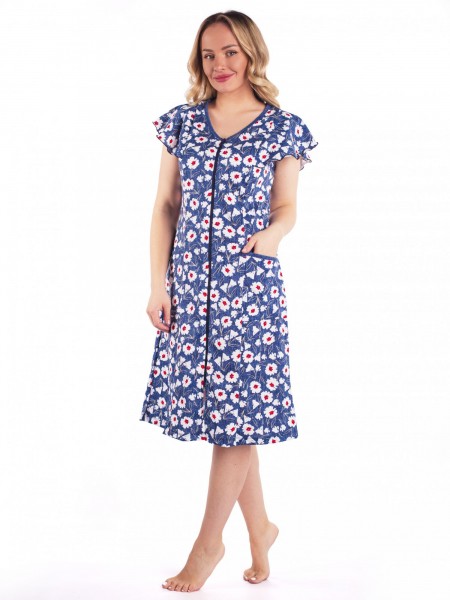 Халат женский кулирка на молнии Модница цветок