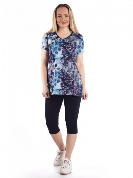 Костюм женский кулирка с бриджами Париж синий