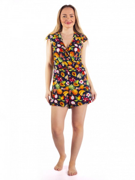 Комбинезон женский кулирка Фрукты микс чернило