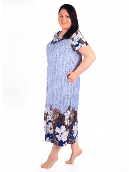 Халат женский кулирка на молнии Маркиза голубой