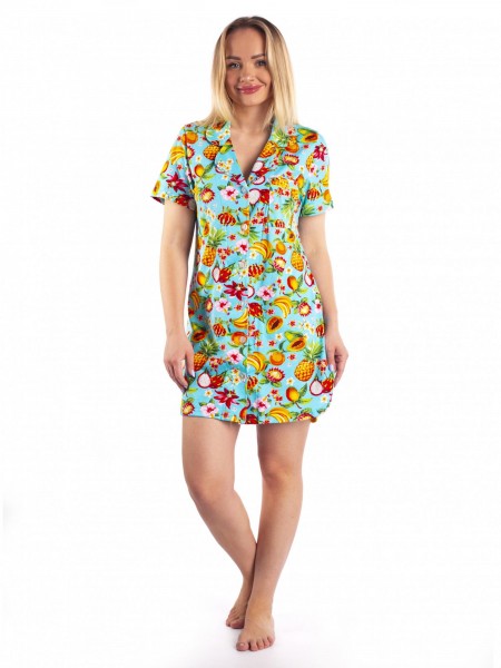 Халат женский кулирка на пуговицах Ричи микс бирюза