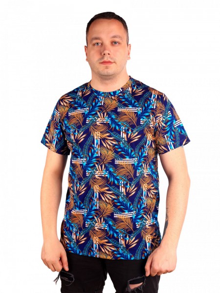 Футболка мужская кулирка Джунгли синий