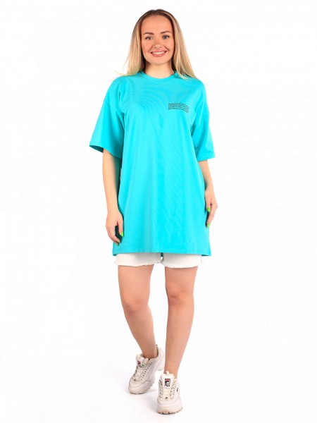 Туника женская кулирка с лайкрой Оверсайз мята