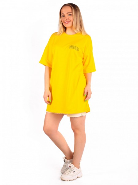 Туника женская кулирка с лайкрой Оверсайз лимон