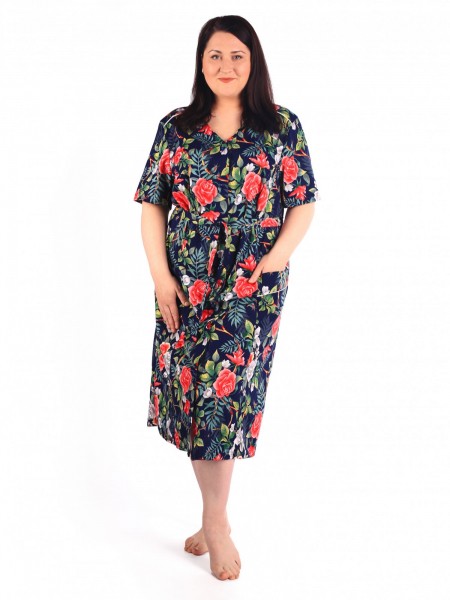 Халат женский кулирка Классика шиповник 2