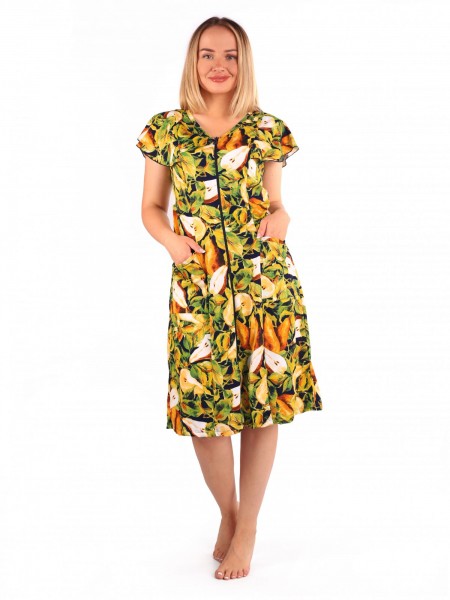 Халат женский кулирка на молнии Модница груши