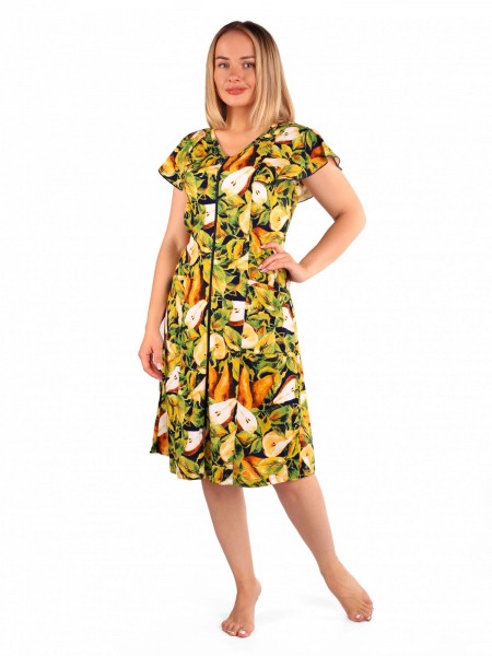 Халат женский кулирка на молнии Модница груши