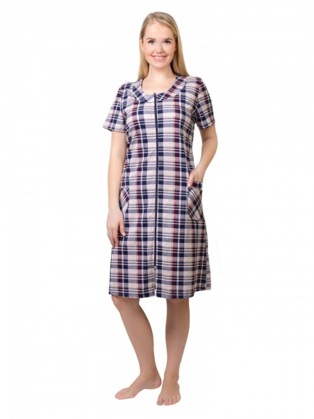 Халат женский кулирка на молнии Илона серый